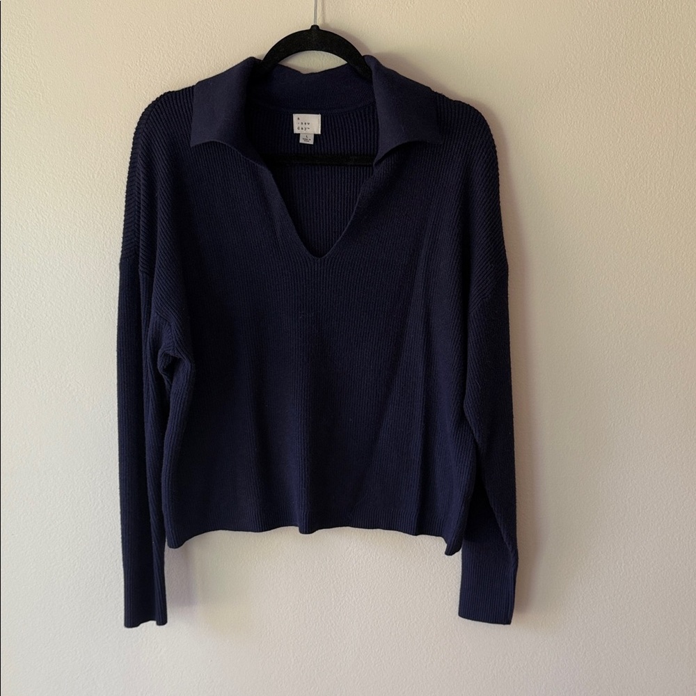 Navy Blue V-Neck Sweater - A New Day